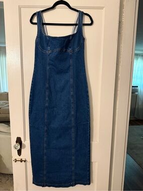 Dark Blue Denim Midi Dress